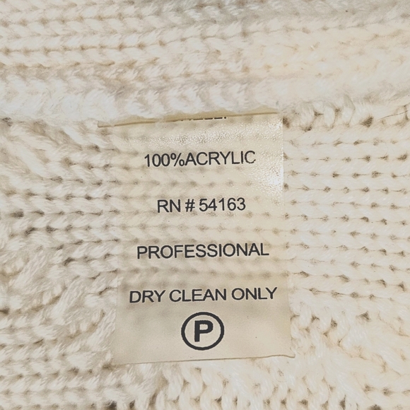 Calvin Klein Cream Cable Sweater Mini Dress High button Turtleneck Great Conditi - Picture 9 of 9